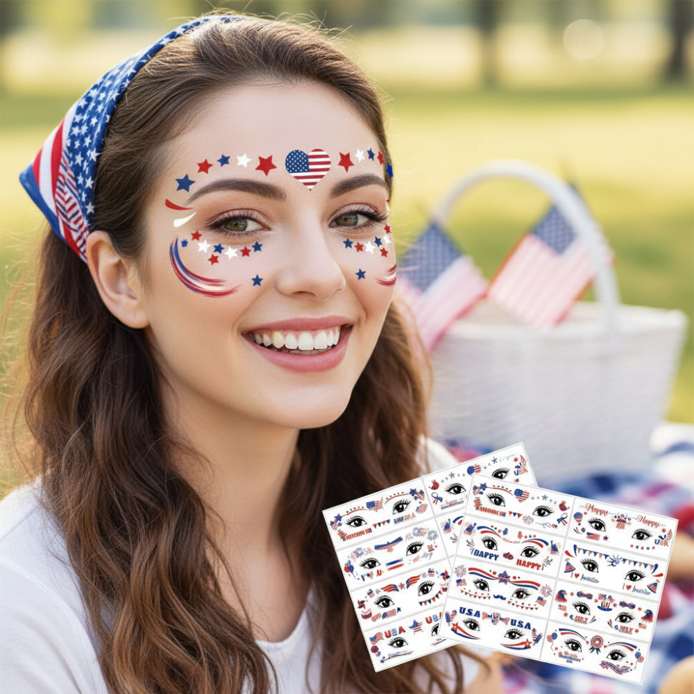 World Cup Face Paint Stickers Waterproof USA