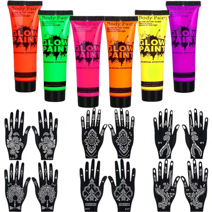 Soccer Ball UV Glow Body Paint Set
