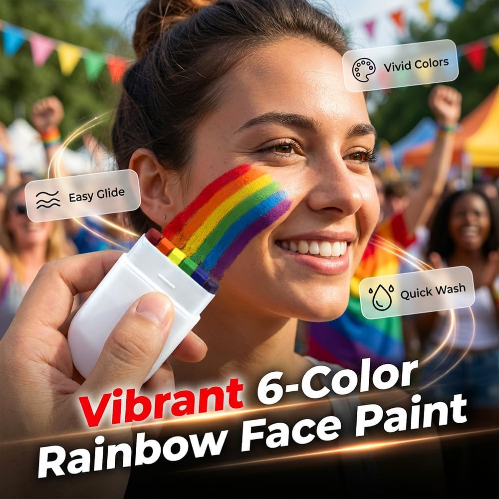 Rainbow Face Paint Stick Sports Events