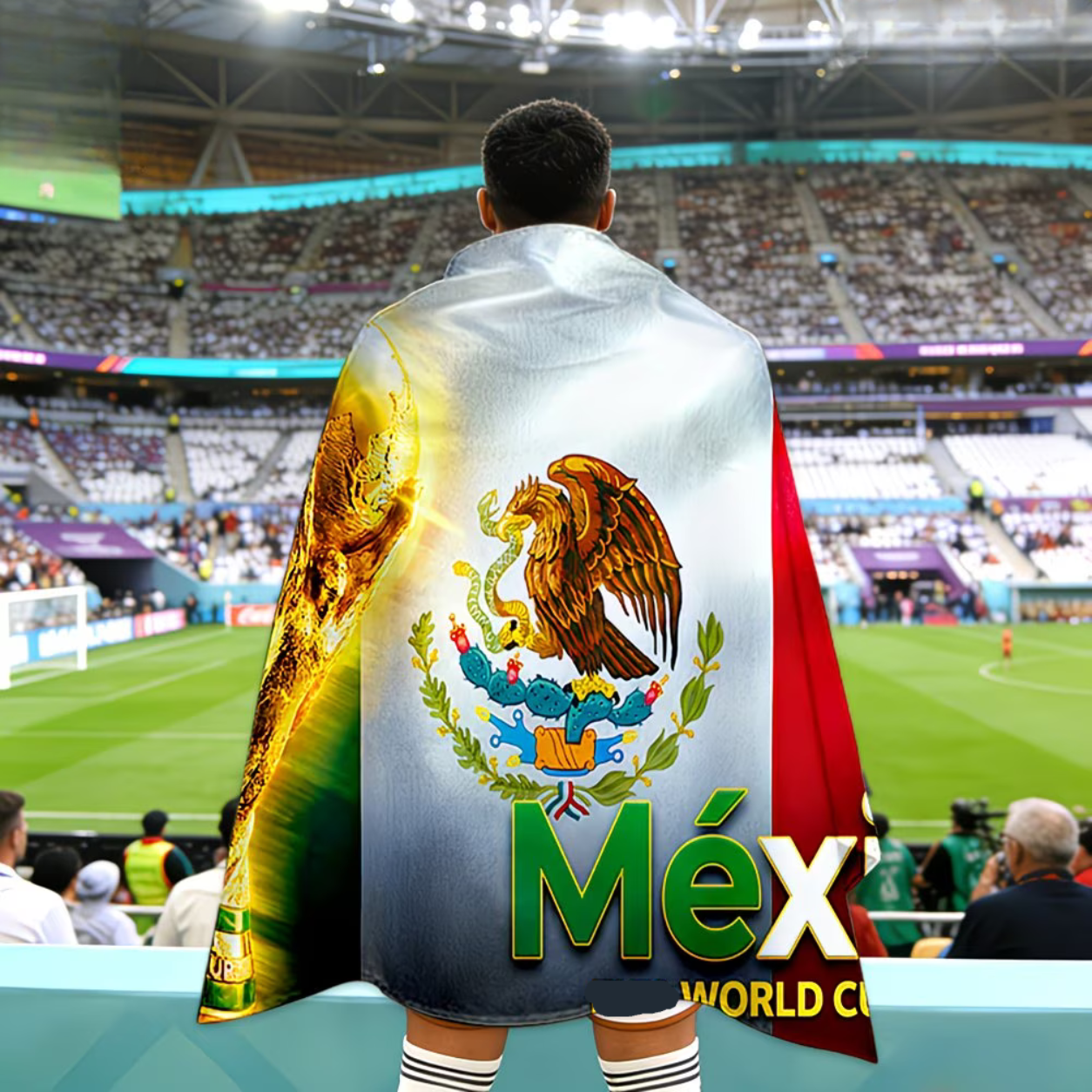 Cape Mexico Soccer Fan Banner Wearable Flag