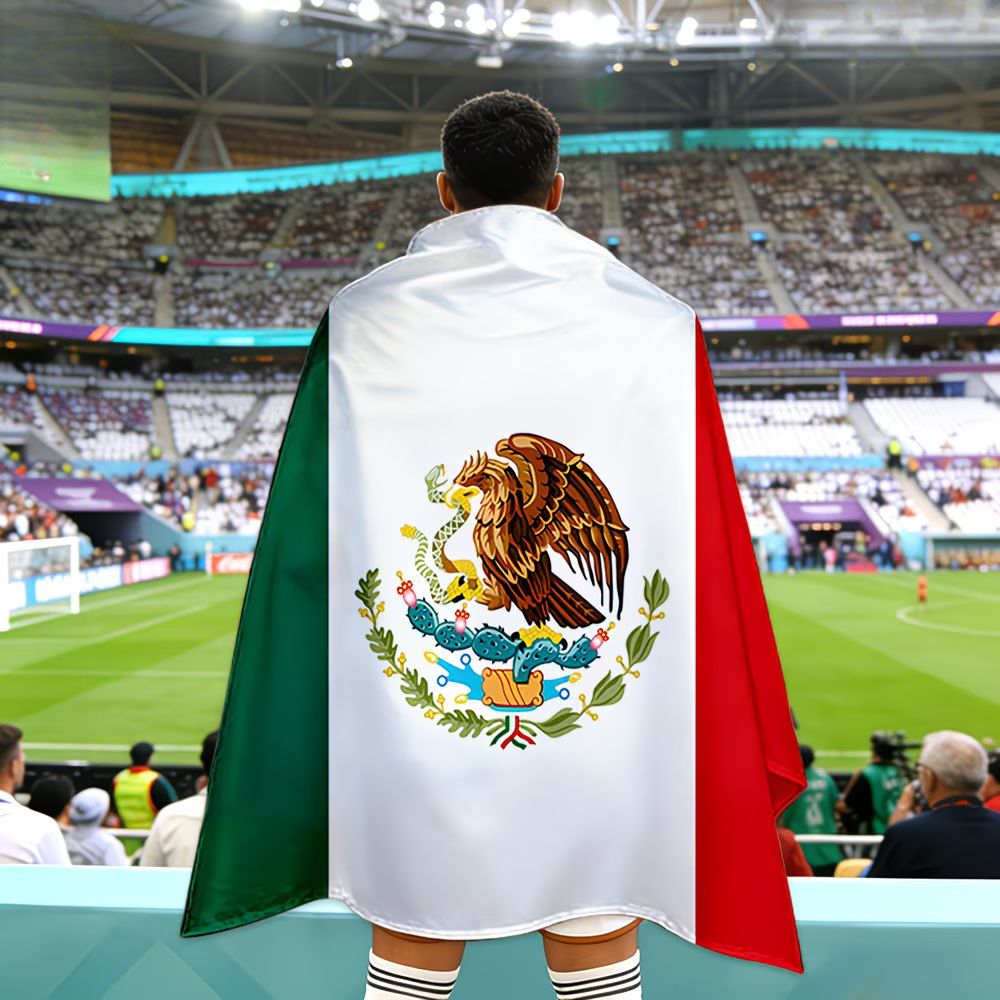 Flag Banner Soccer Cape Mexico Fan Wearable