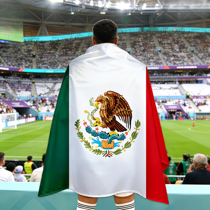 Flag Banner Soccer Cape Mexico Fan Wearable