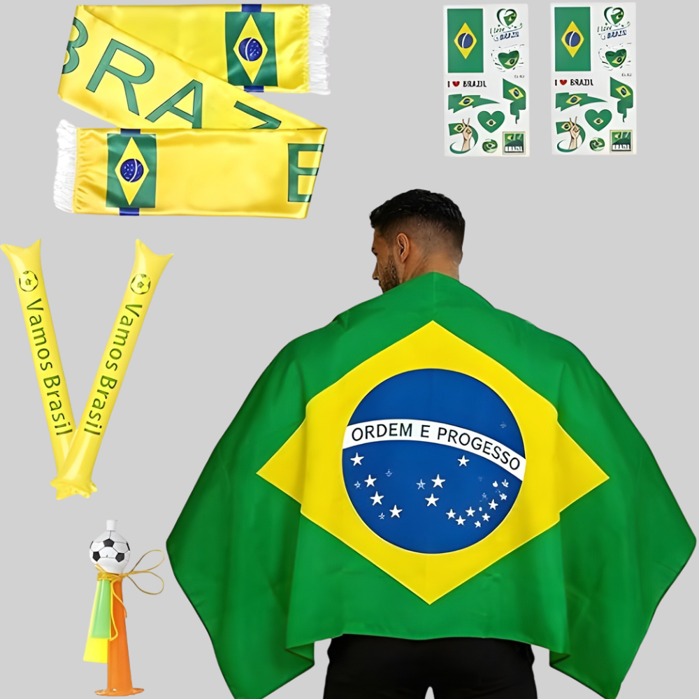 Soccer Fan Kit Brazil Flag Party Set