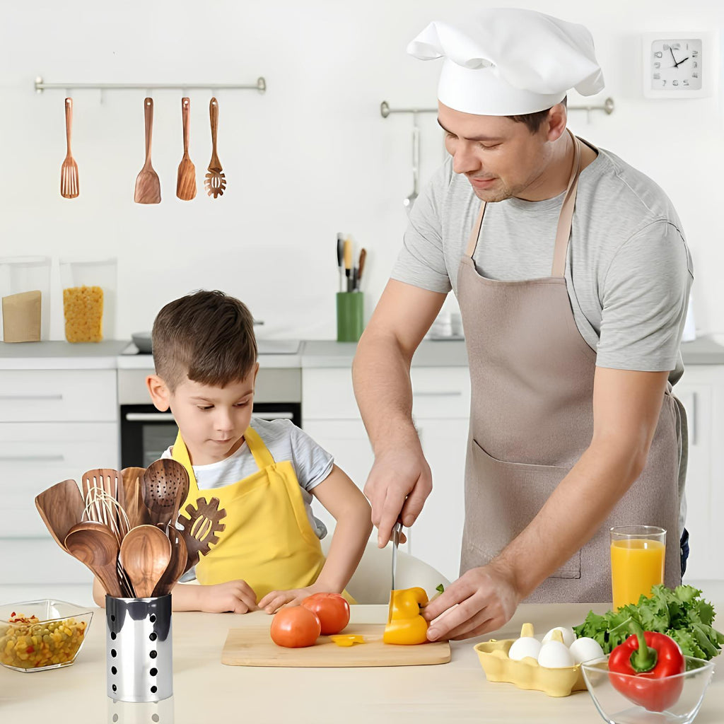 Natural Wood Kitchen Tool Set Cooking