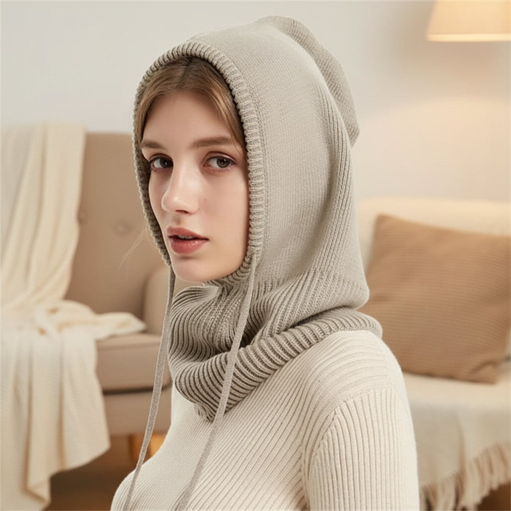 Knit Beanie Cashmere Winter Ribbed Pom Pom