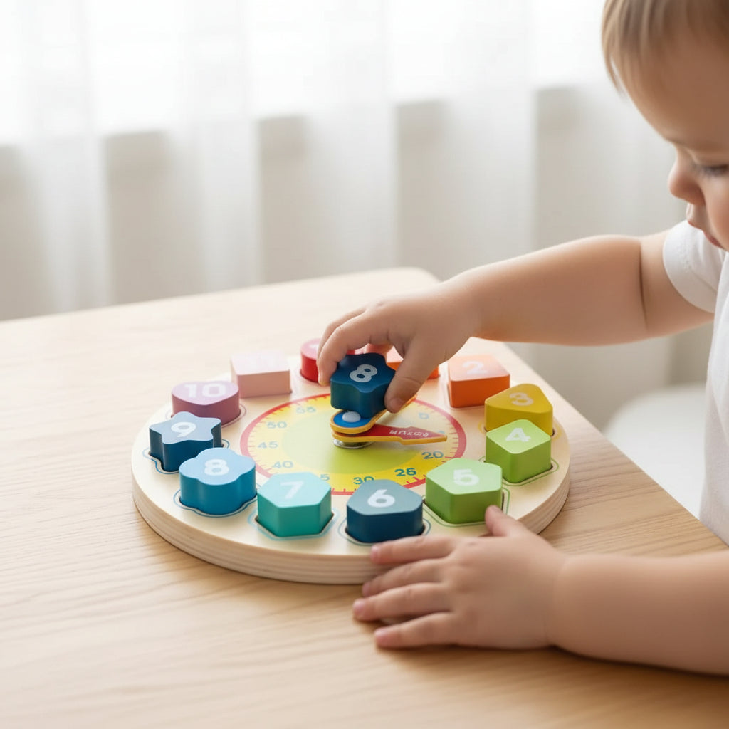 Learning Clock Colorful Numbers Wooden