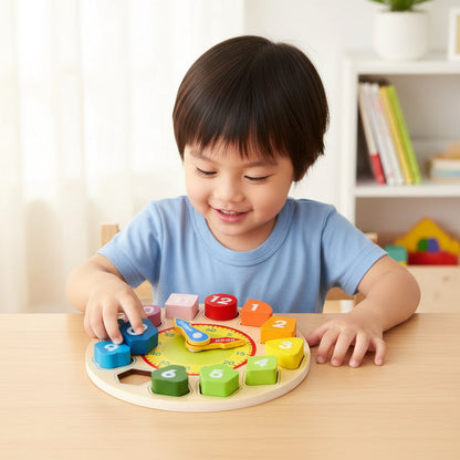 Learning Clock Colorful Numbers Wooden