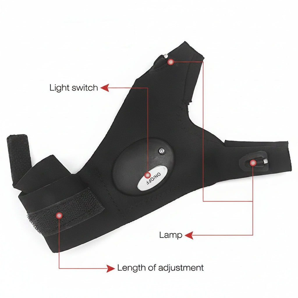 LED Flashlight Gloves Camping Fishing