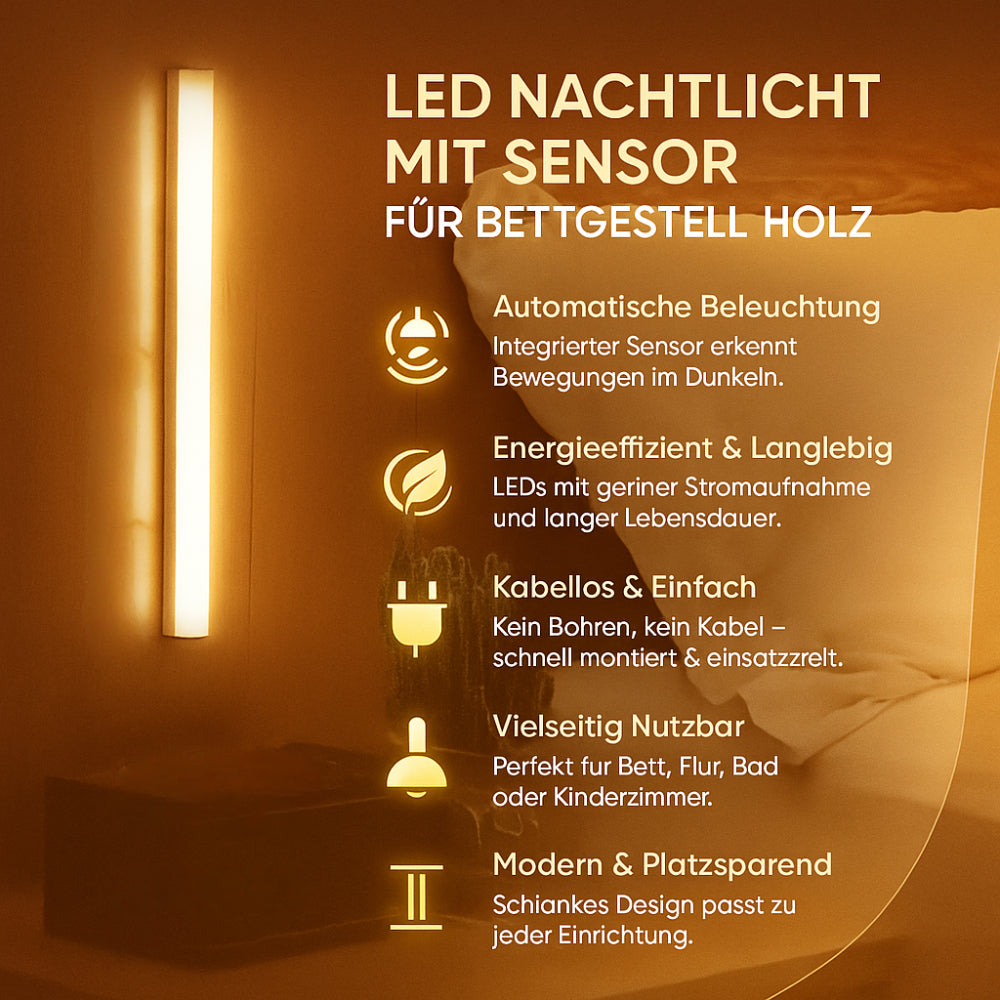 LED Wall Lamp Sensor Bedside Light Wood