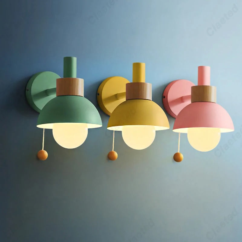 Nordic Wood Accent Wall Lamp Minimalist Pull