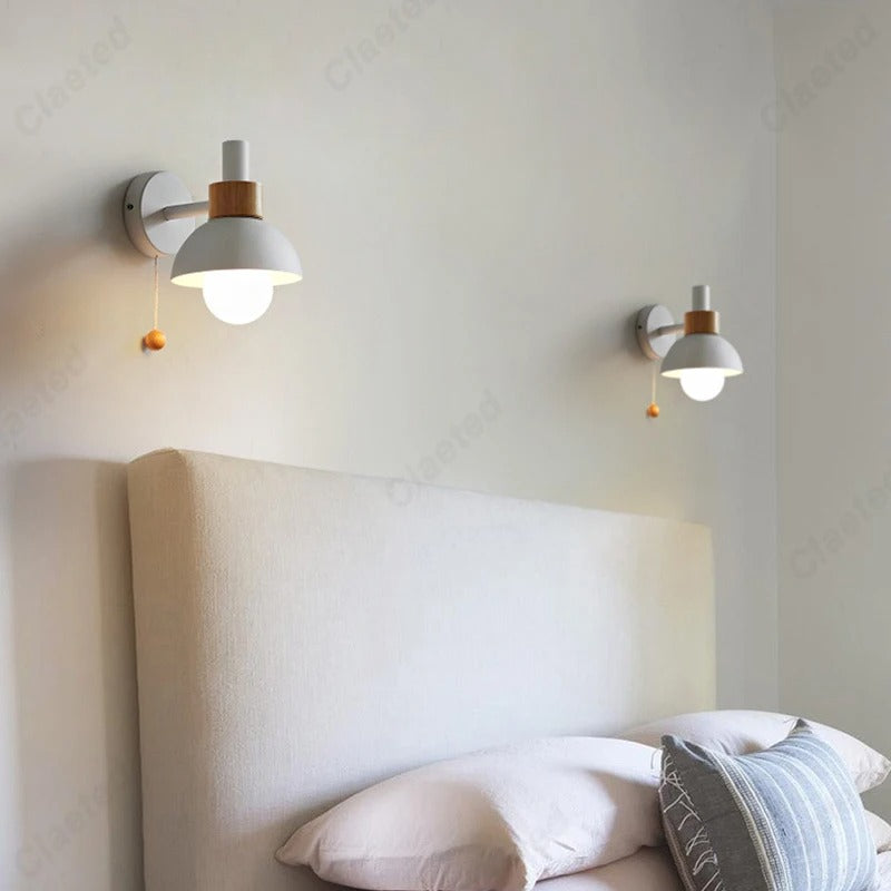 Nordic Wood Accent Wall Lamp Minimalist Pull