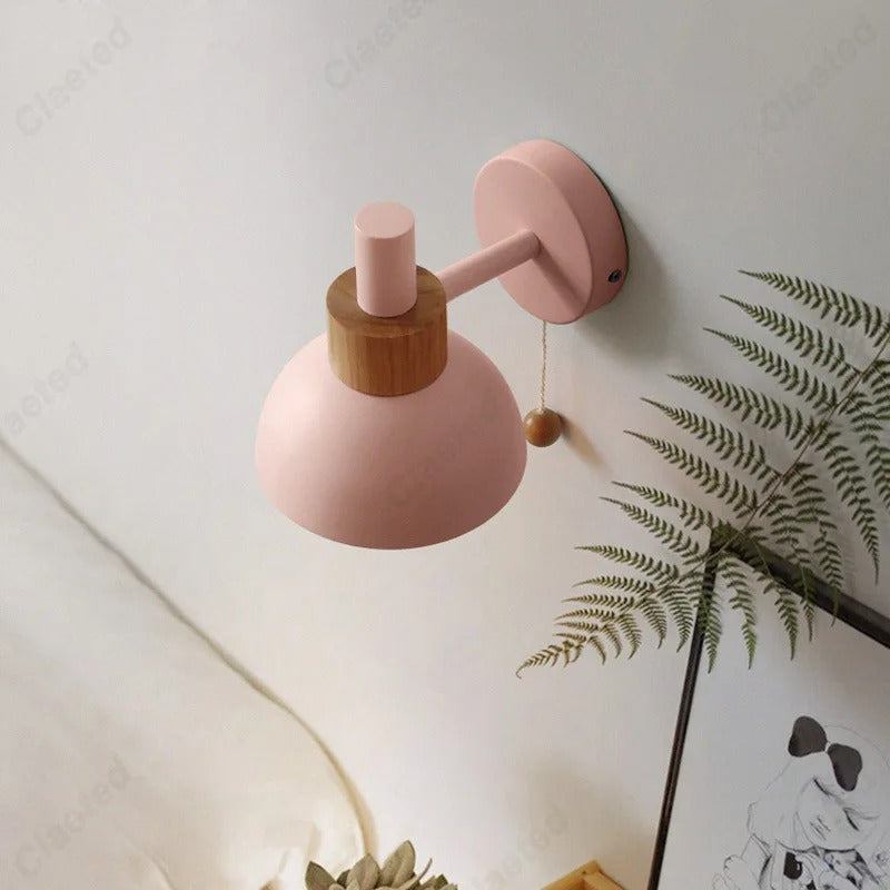 Nordic Wood Accent Wall Lamp Minimalist Pull