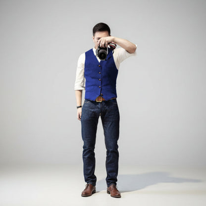Men's Button Up Vest Sleeveless Casual