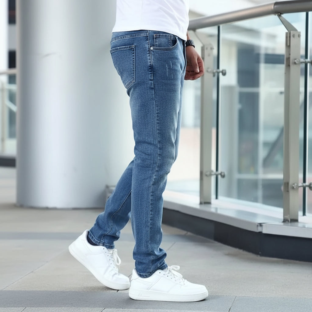 Men's Casual Denim Jeans Pockets Fit
