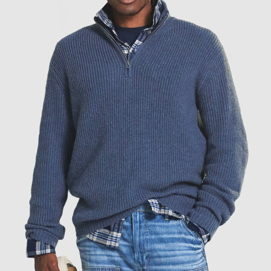 Mens Crew Neck Zipper Sweater Modern Design