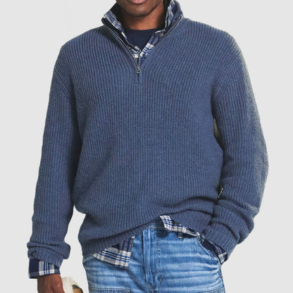 Mens Crew Neck Zipper Sweater Modern Design