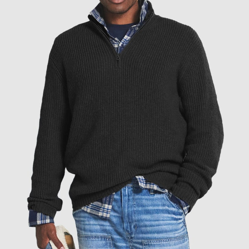 Mens Crew Neck Zipper Sweater Modern Design