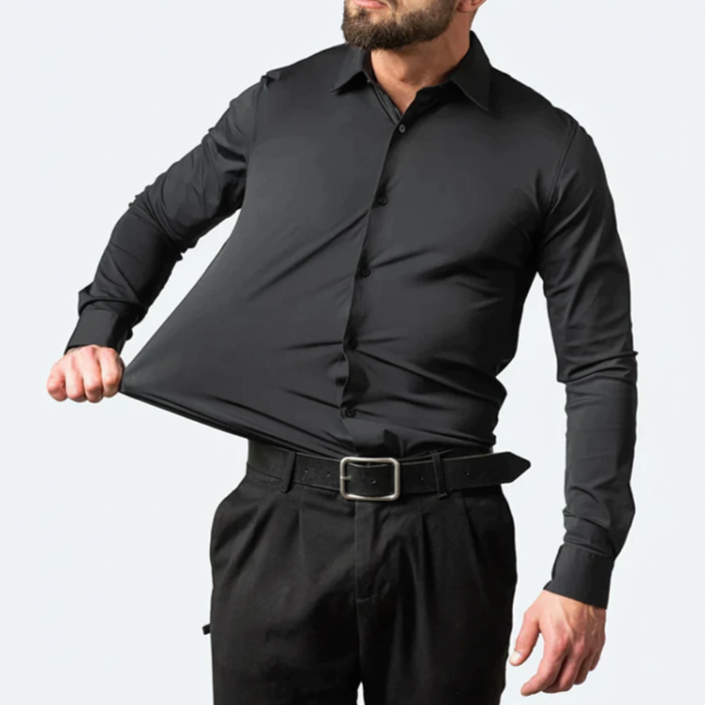 Mens Dress Shirt Stretch Fit Long Sleeve