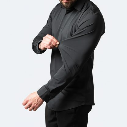 Mens Dress Shirt Stretch Fit Long Sleeve
