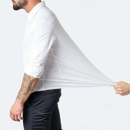 Mens Dress Shirt Stretch Fit Long Sleeve