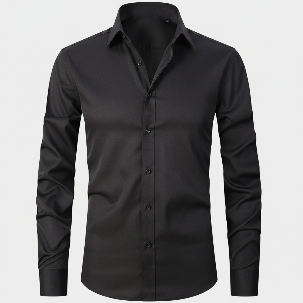 Mens Dress Shirt Stretch Fit Long Sleeve