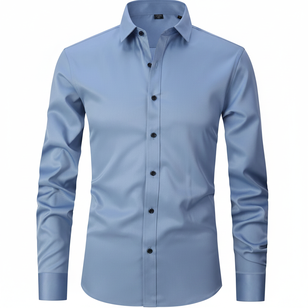 Mens Dress Shirt Stretch Fit Long Sleeve