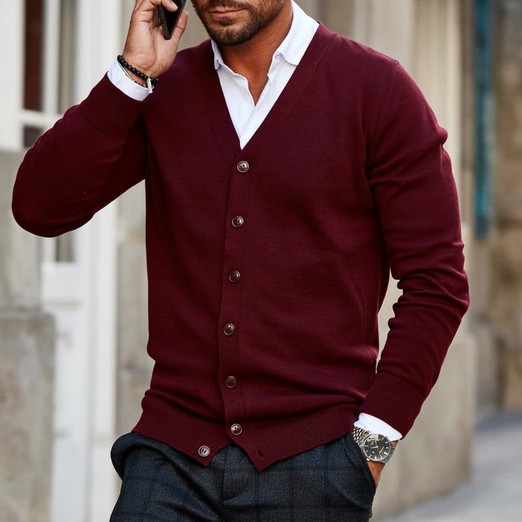 Men's Knitted Cardigan Button Up Casual