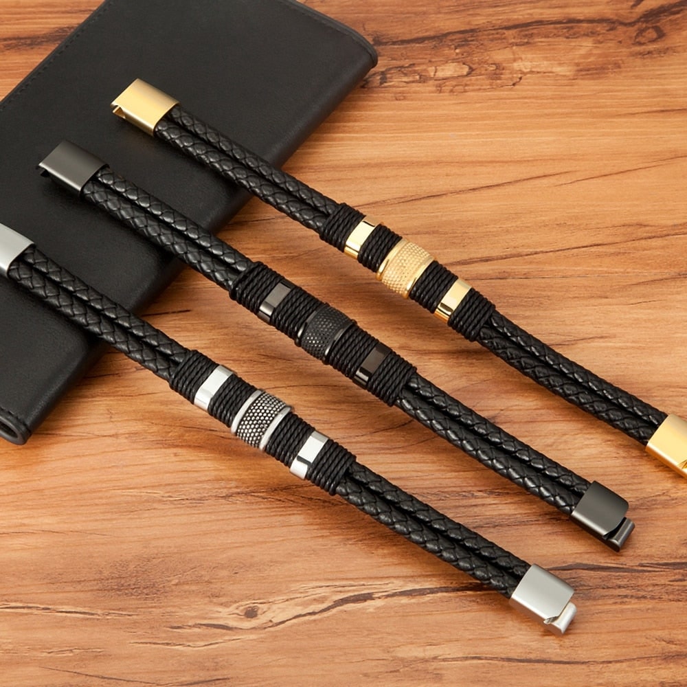 Men's Bracelet Braided Wristband Magnetic