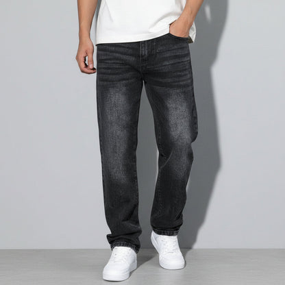 Men's Straight Leg Washed Jeans Casual Wear