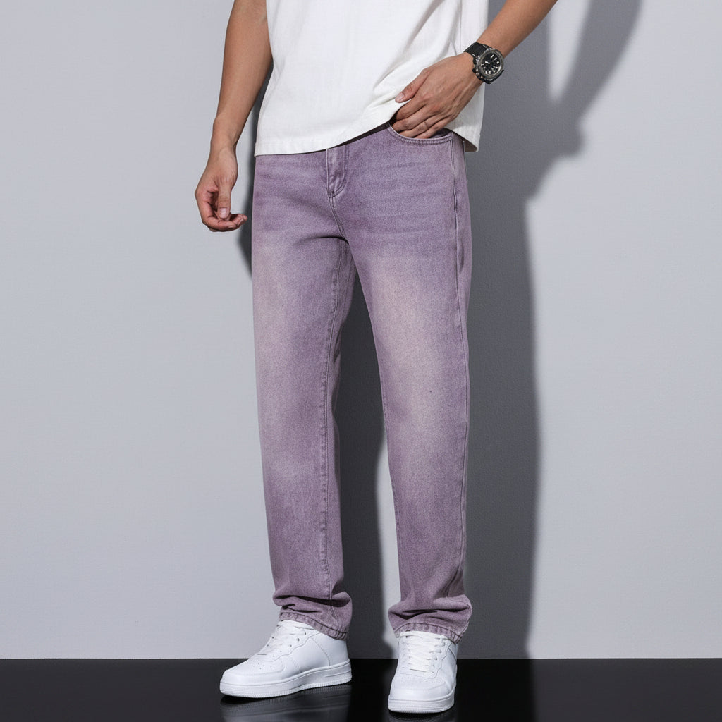 Men's Straight Leg Washed Jeans Casual Wear