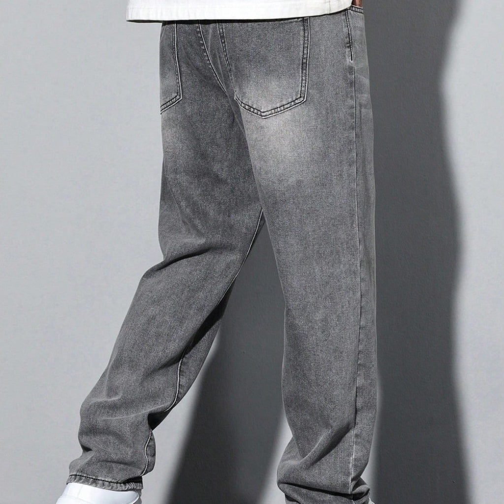 Men's Straight Leg Washed Jeans Casual Wear