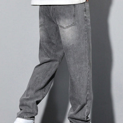 Men's Straight Leg Washed Jeans Casual Wear