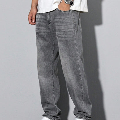 Men's Straight Leg Washed Jeans Casual Wear