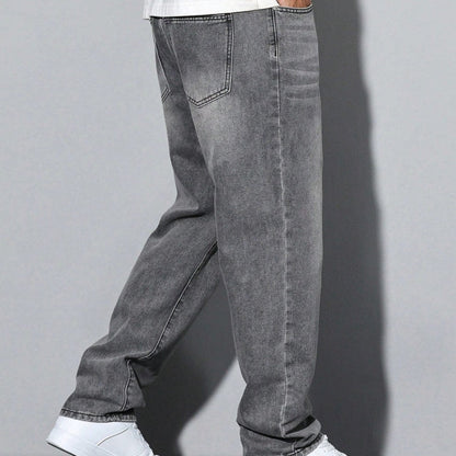 Men's Straight Leg Washed Jeans Casual Wear