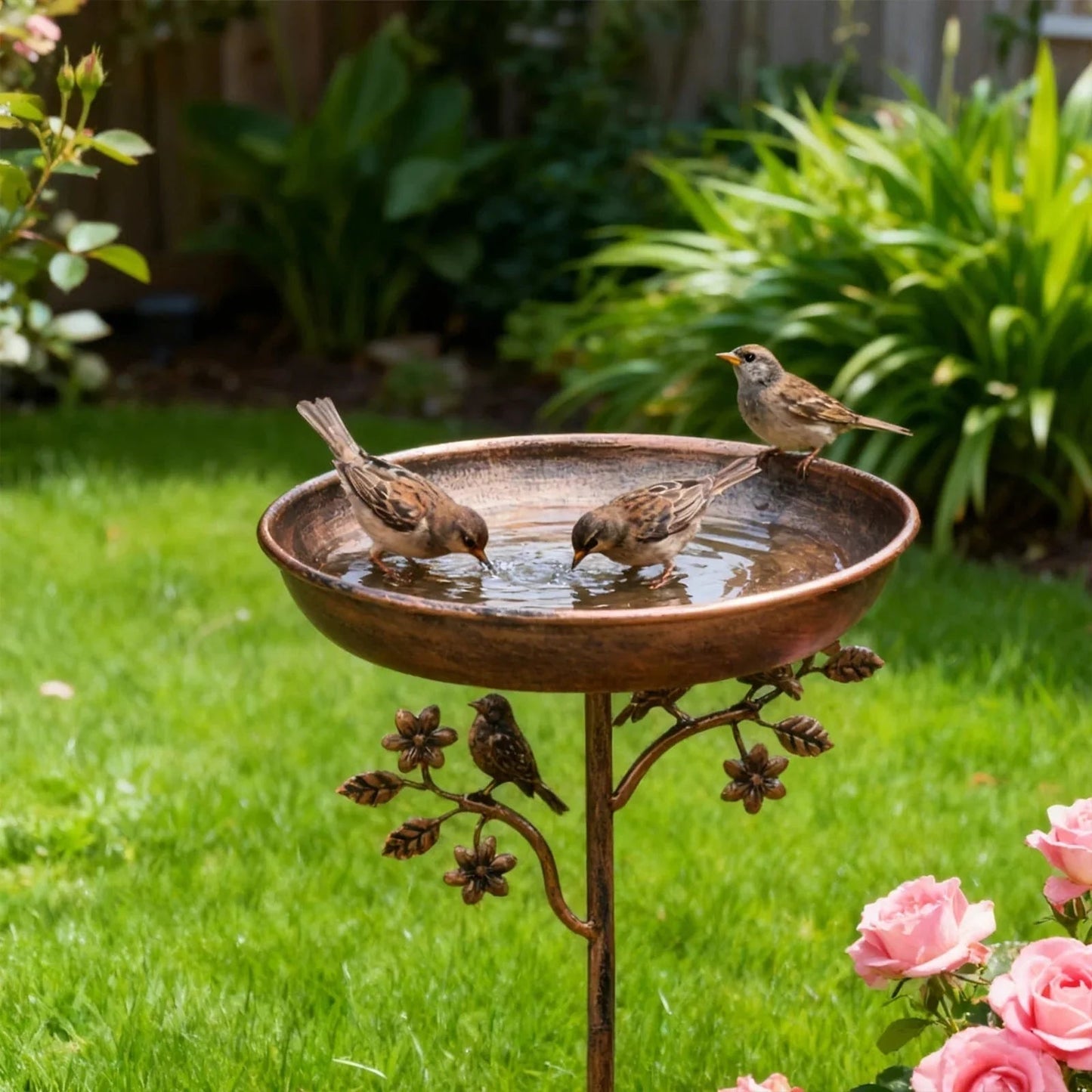 Metal Bird Bath Garden Decor Decorative
