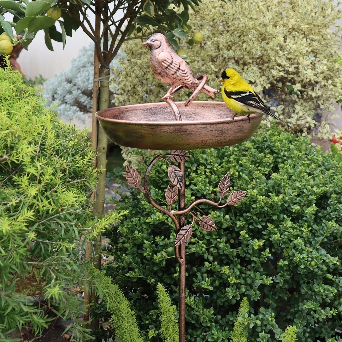 Metal Bird Bath Garden Decor Decorative
