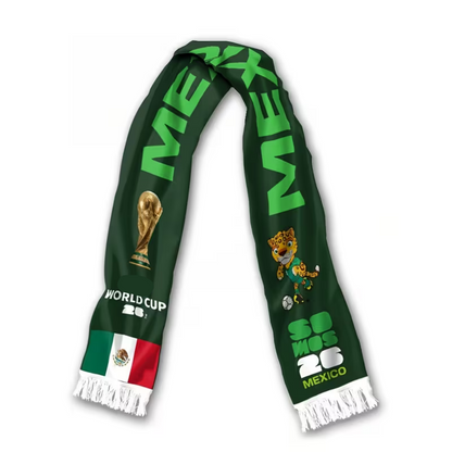 Mexico Flag Soccer Scarf Fringe Knit