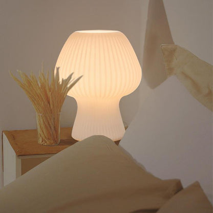 Vintage Bedside Table Lamp Ribbed Glass