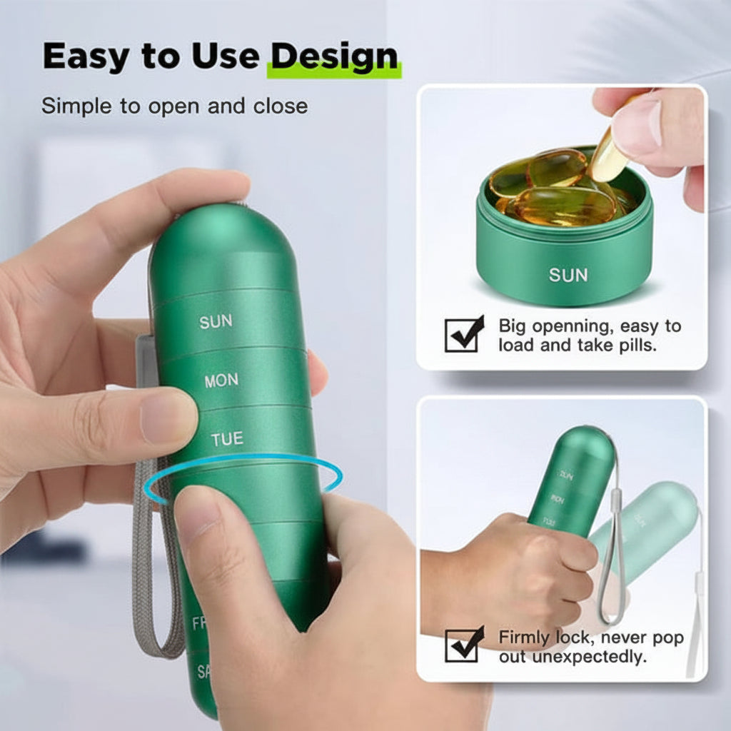 Pill Organizer Portable Case Travel Friendly