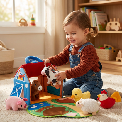 Plush Animal Toys Farm Playset Interactive