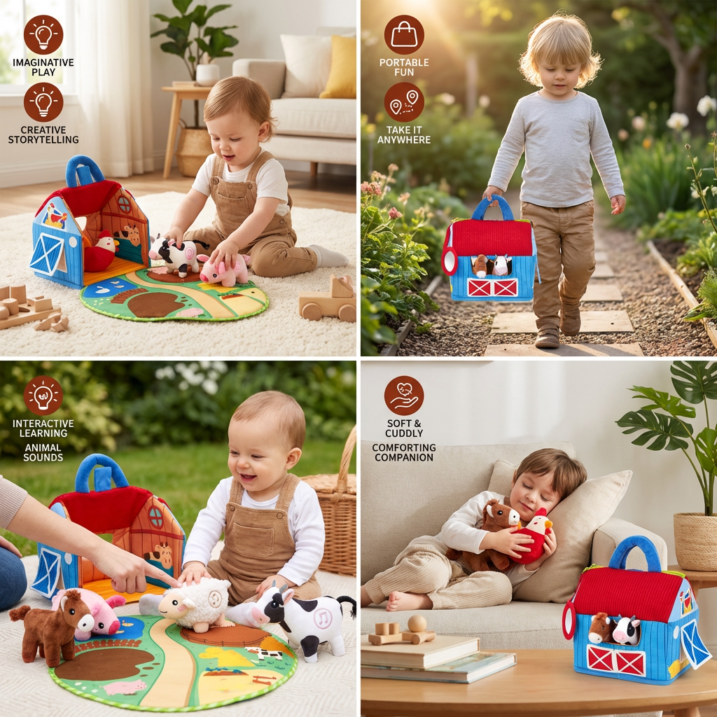 Plush Animal Toys Farm Playset Interactive