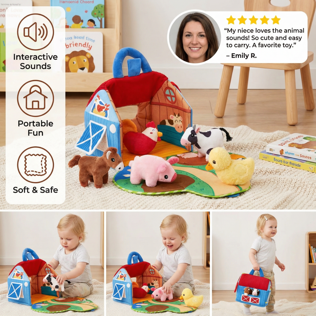 Plush Animal Toys Farm Playset Interactive