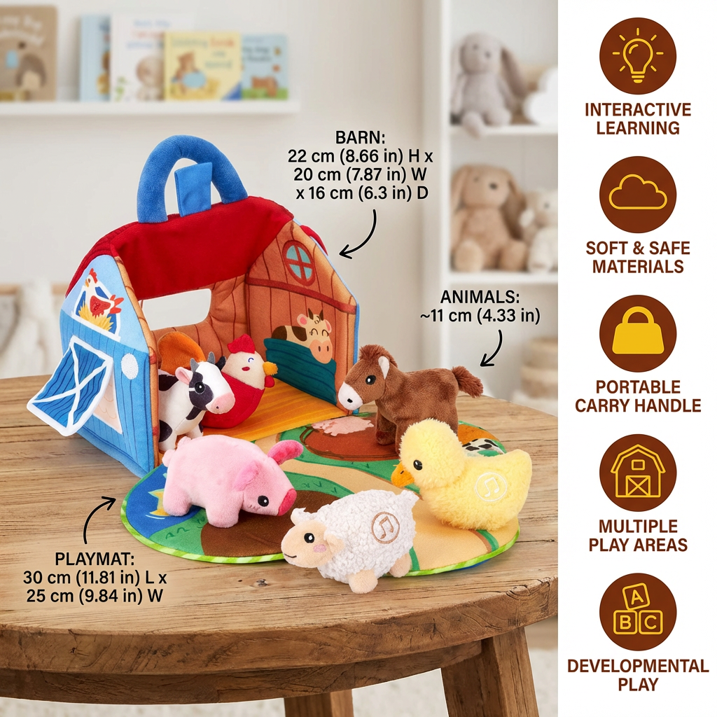 Plush Animal Toys Farm Playset Interactive