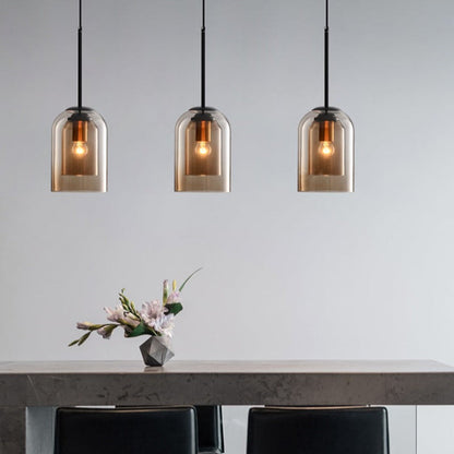 Mica Mid Century Pendant Lamp Double Glass