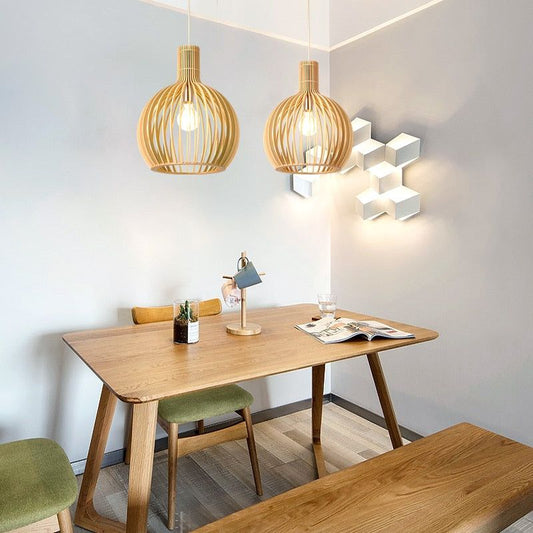 Handcrafted Wooden Pendant Light Natural