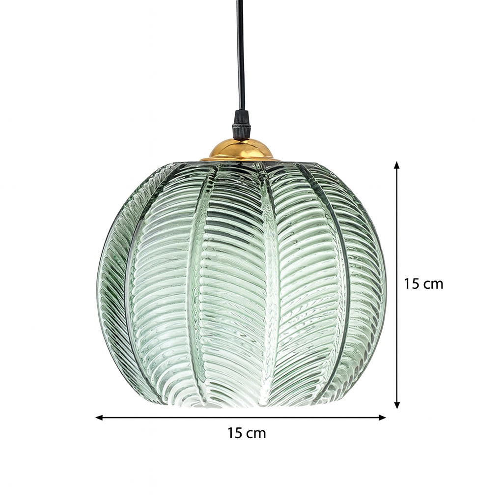 Pumpkin Ribbed Glass Pendant Lamp Retro