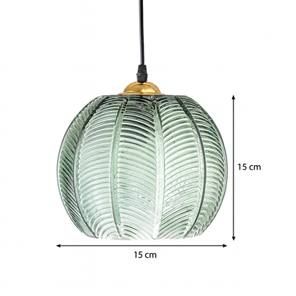 Pumpkin Ribbed Glass Pendant Lamp Retro