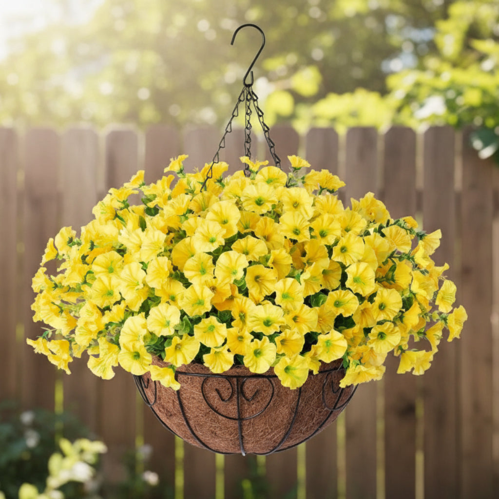 Silk Flowers Hanging Basket Indoor Outdoor