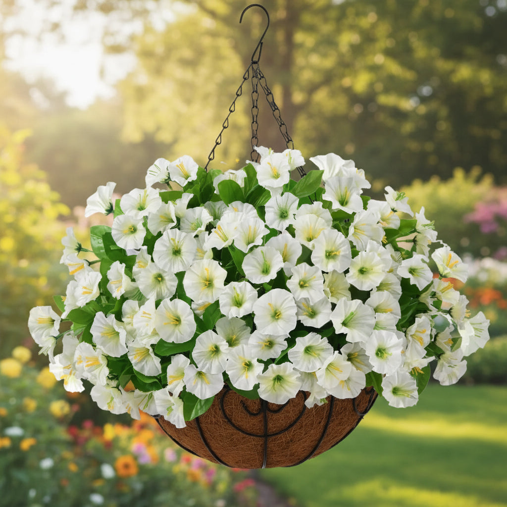 Silk Flowers Hanging Basket Indoor Outdoor