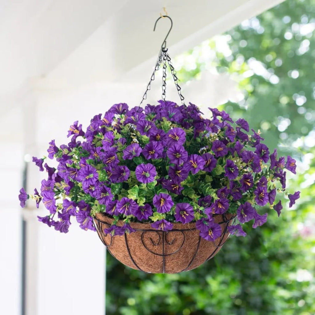 Silk Flowers Hanging Basket Indoor Outdoor
